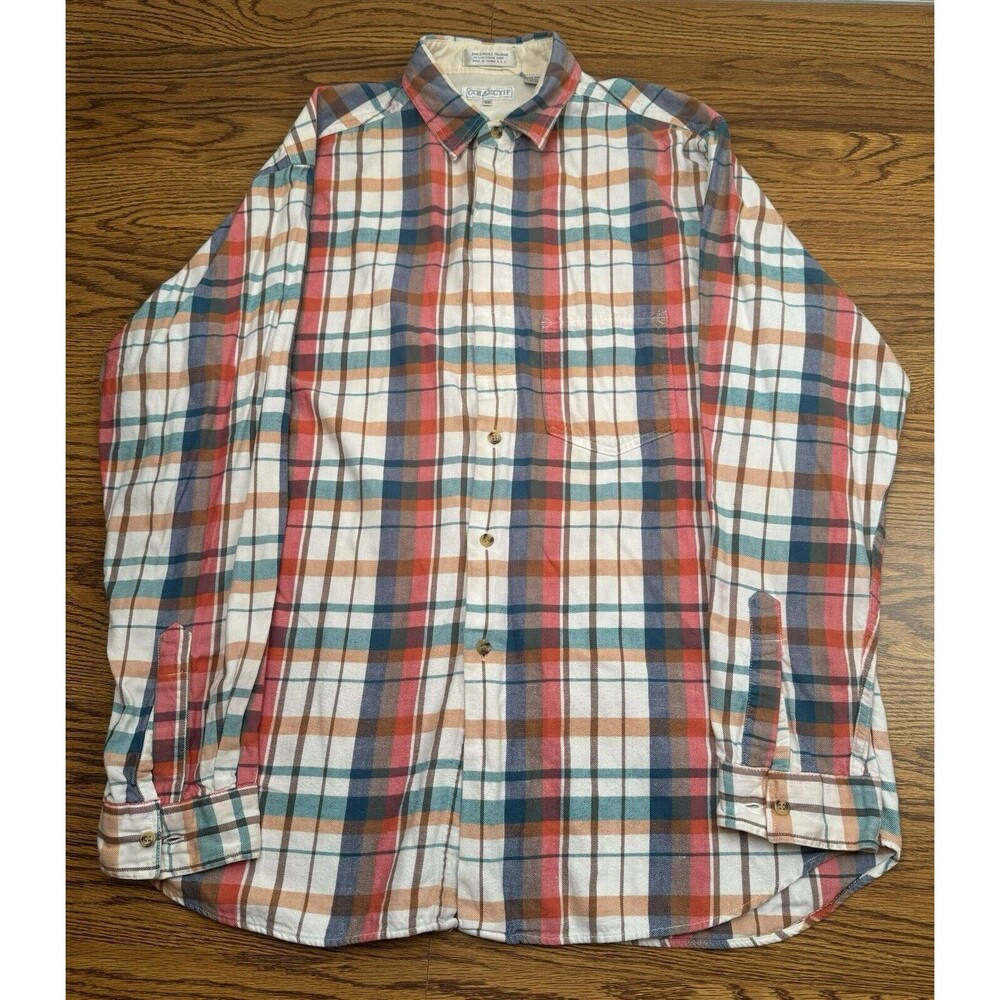Collectif Plaid Button Up Men's XL Colorful 100%‎ Cotton Single Needle Tailoring